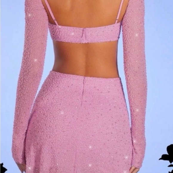 Oh Polly Pink Embellished Mini Skirt - Picture 2 of 3